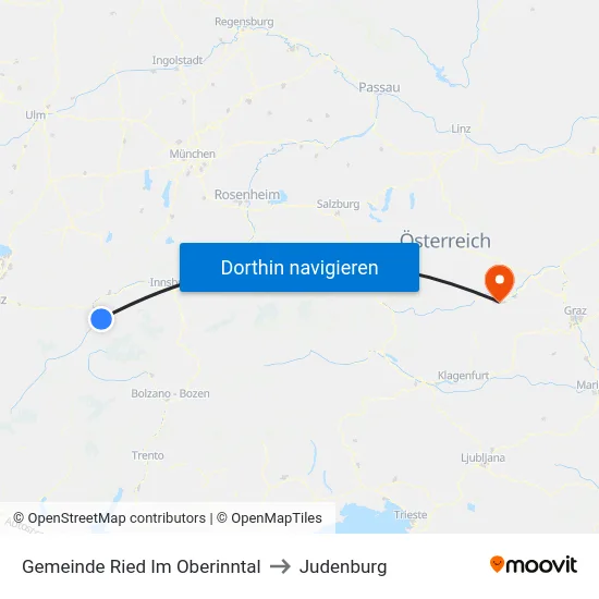 Gemeinde Ried Im Oberinntal to Judenburg map