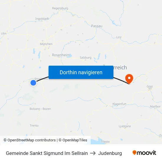 Gemeinde Sankt Sigmund Im Sellrain to Judenburg map