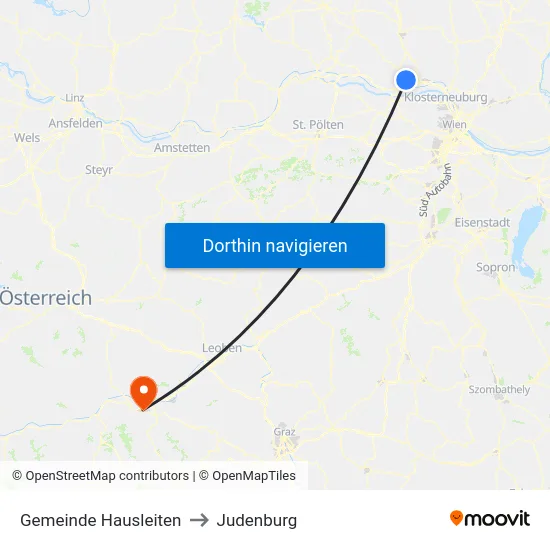 Gemeinde Hausleiten to Judenburg map