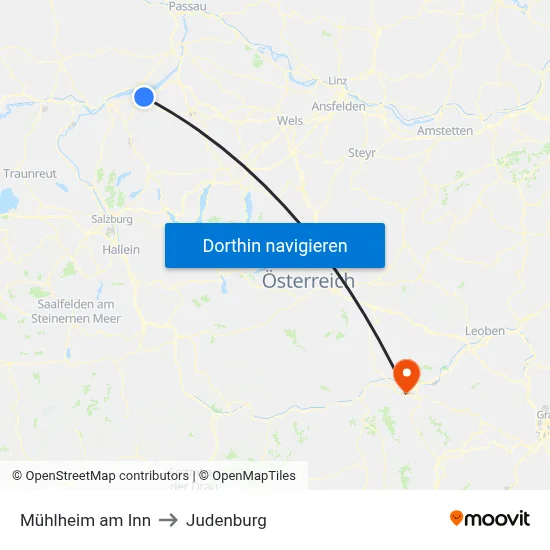 Mühlheim am Inn to Judenburg map