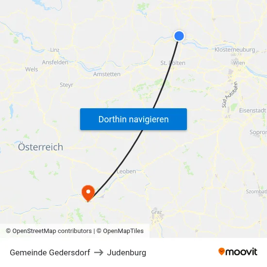 Gemeinde Gedersdorf to Judenburg map