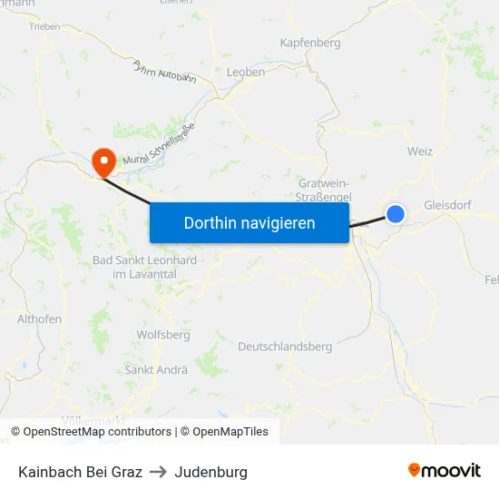 Kainbach Bei Graz to Judenburg map