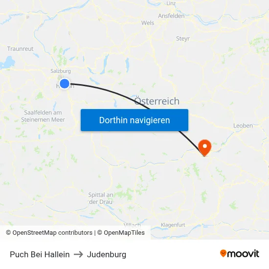 Puch Bei Hallein to Judenburg map