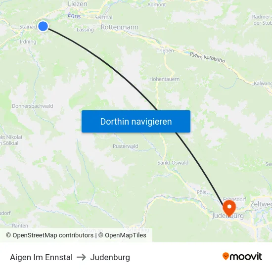 Aigen Im Ennstal to Judenburg map