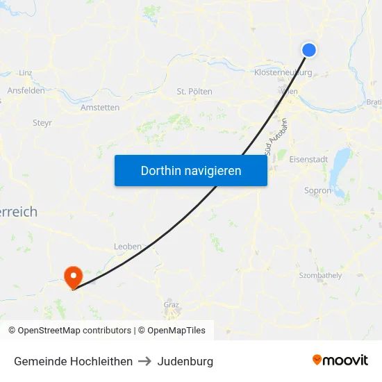 Gemeinde Hochleithen to Judenburg map