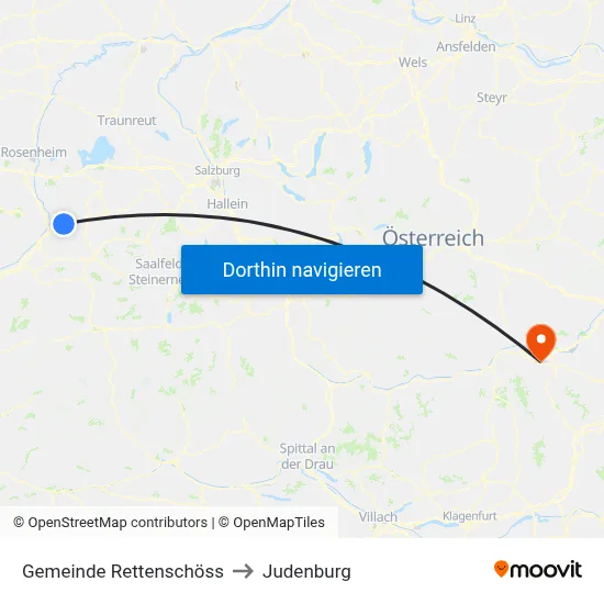 Gemeinde Rettenschöss to Judenburg map