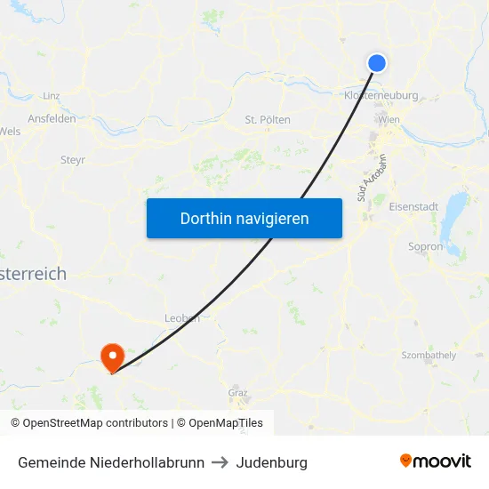 Gemeinde Niederhollabrunn to Judenburg map