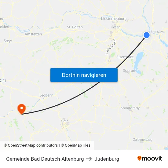 Gemeinde Bad Deutsch-Altenburg to Judenburg map