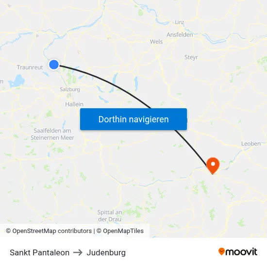 Sankt Pantaleon to Judenburg map
