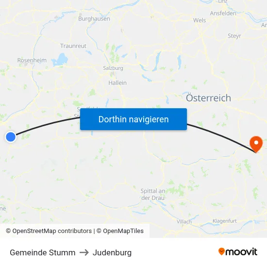 Gemeinde Stumm to Judenburg map