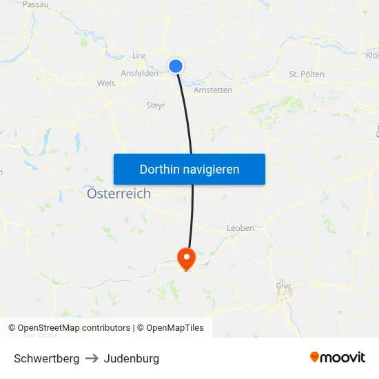 Schwertberg to Judenburg map