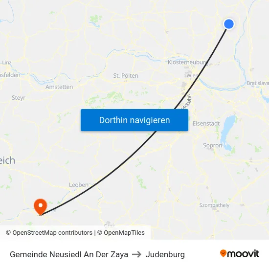 Gemeinde Neusiedl An Der Zaya to Judenburg map