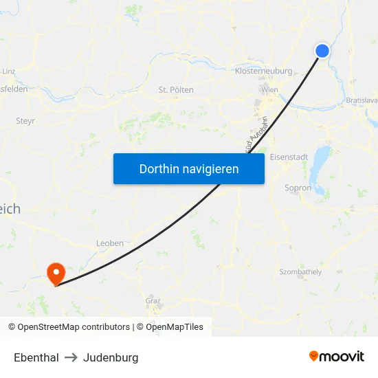 Ebenthal to Judenburg map
