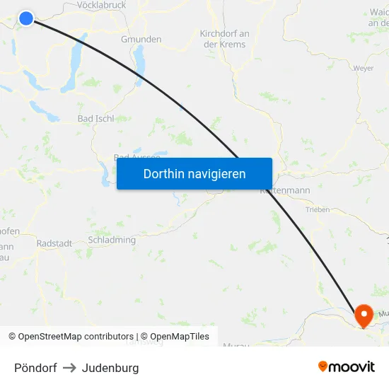 Pöndorf to Judenburg map