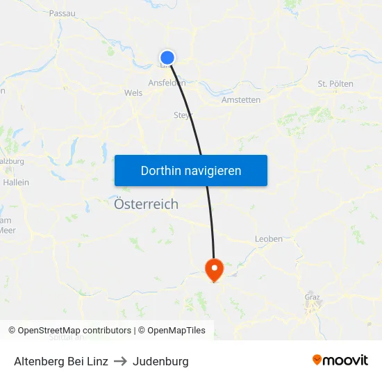 Altenberg Bei Linz to Judenburg map