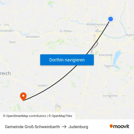 Gemeinde Groß-Schweinbarth to Judenburg map