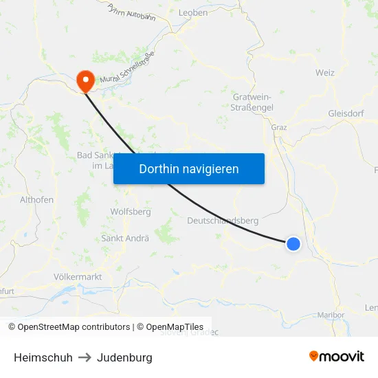 Heimschuh to Judenburg map