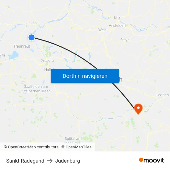 Sankt Radegund to Judenburg map