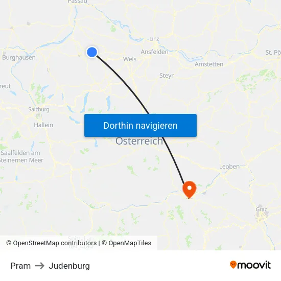 Pram to Judenburg map