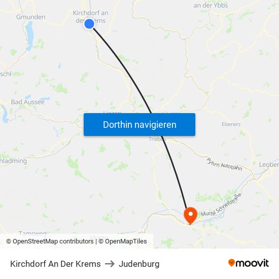 Kirchdorf An Der Krems to Judenburg map