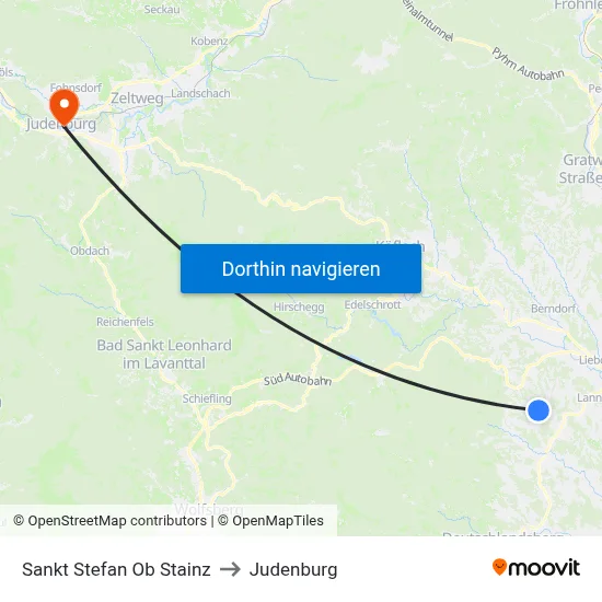 Sankt Stefan Ob Stainz to Judenburg map