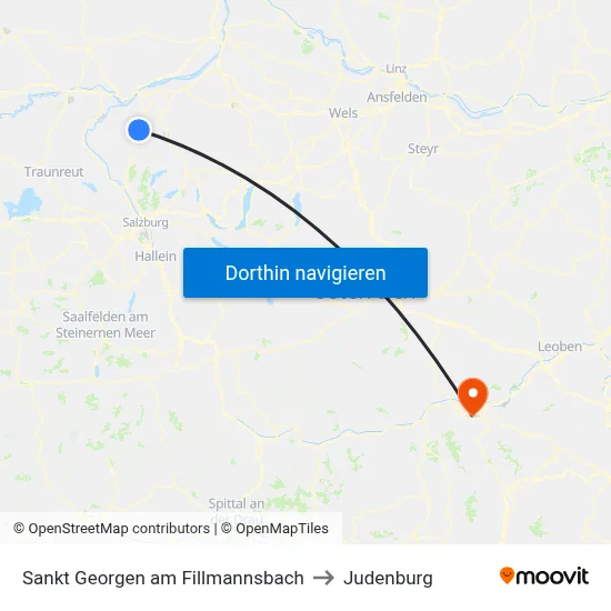 Sankt Georgen am Fillmannsbach to Judenburg map