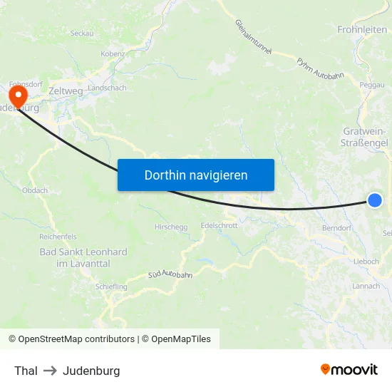 Thal to Judenburg map