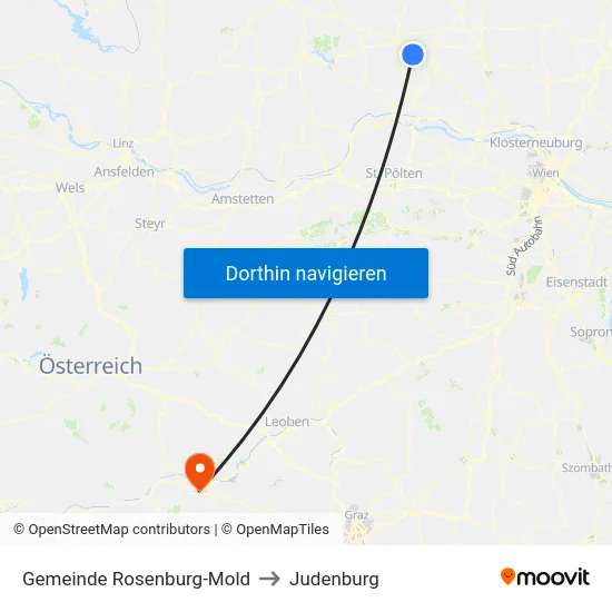 Gemeinde Rosenburg-Mold to Judenburg map