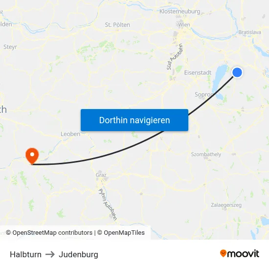 Halbturn to Judenburg map