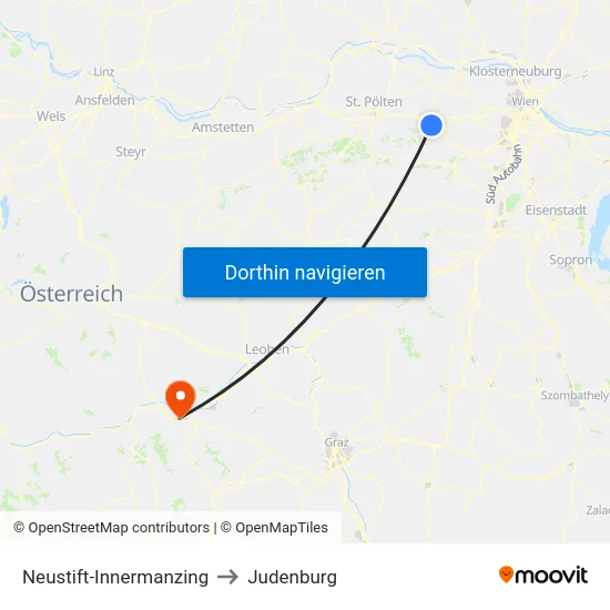 Neustift-Innermanzing to Judenburg map