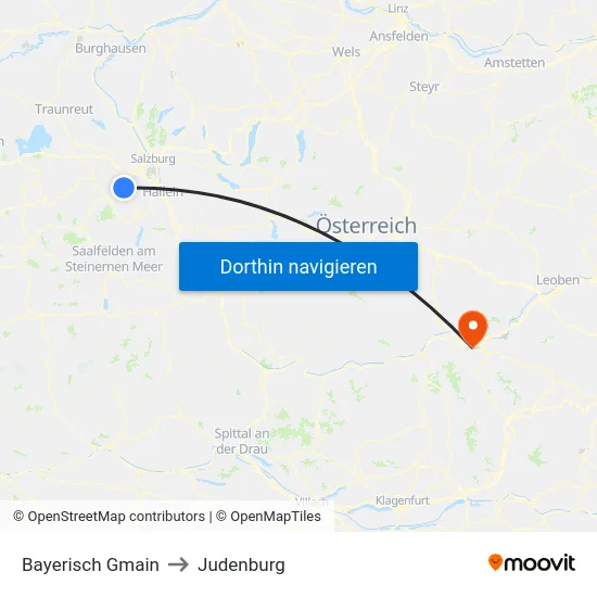 Bayerisch Gmain to Judenburg map