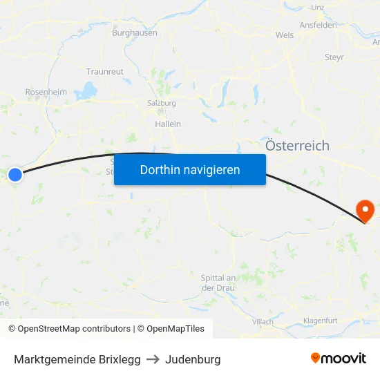 Marktgemeinde Brixlegg to Judenburg map