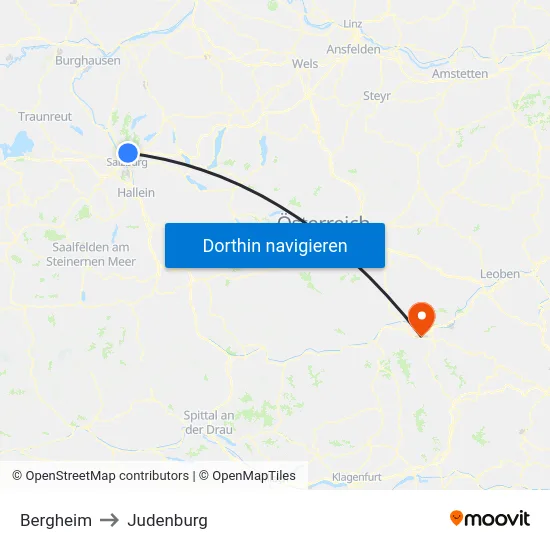 Bergheim to Judenburg map