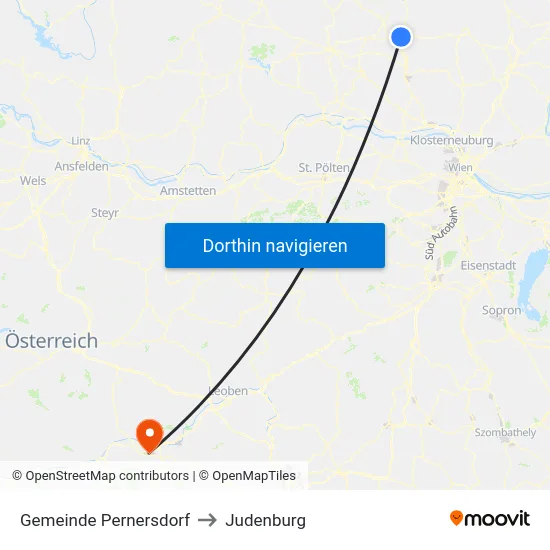 Gemeinde Pernersdorf to Judenburg map