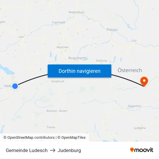 Gemeinde Ludesch to Judenburg map