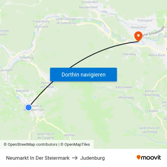 Neumarkt In Der Steiermark to Judenburg map