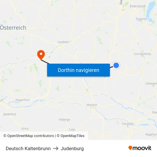 Deutsch Kaltenbrunn to Judenburg map