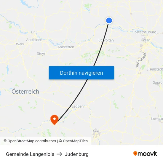 Gemeinde Langenlois to Judenburg map