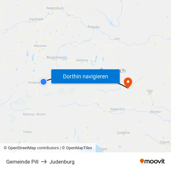 Gemeinde Pill to Judenburg map