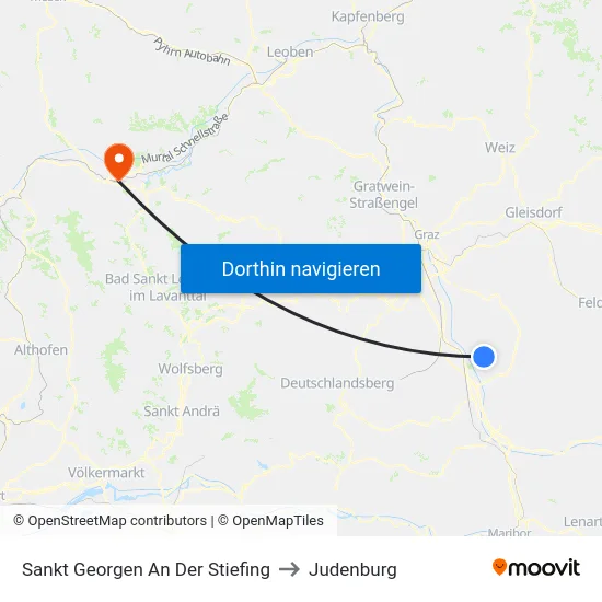 Sankt Georgen An Der Stiefing to Judenburg map