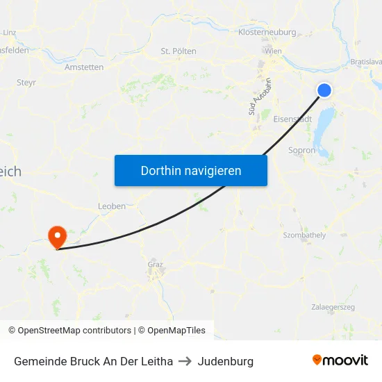 Gemeinde Bruck An Der Leitha to Judenburg map