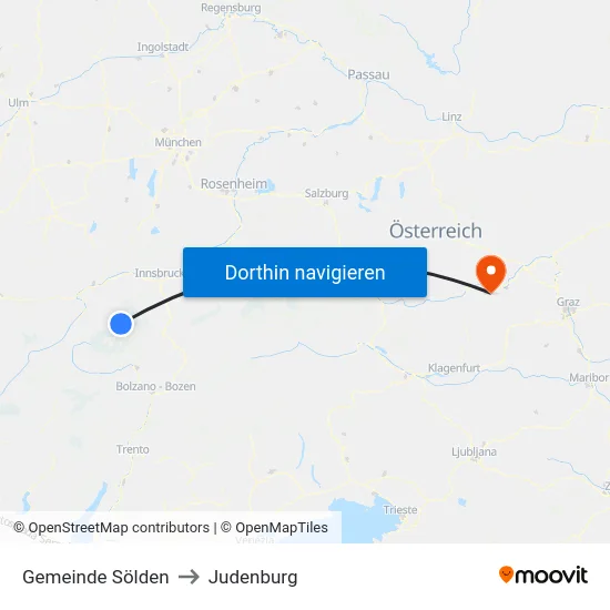 Gemeinde Sölden to Judenburg map