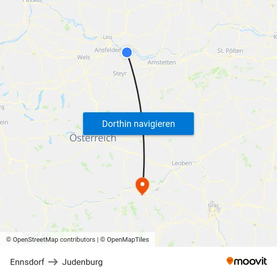 Ennsdorf to Judenburg map