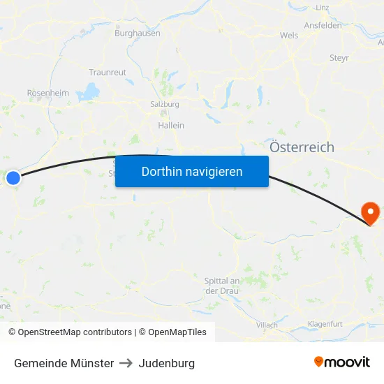 Gemeinde Münster to Judenburg map