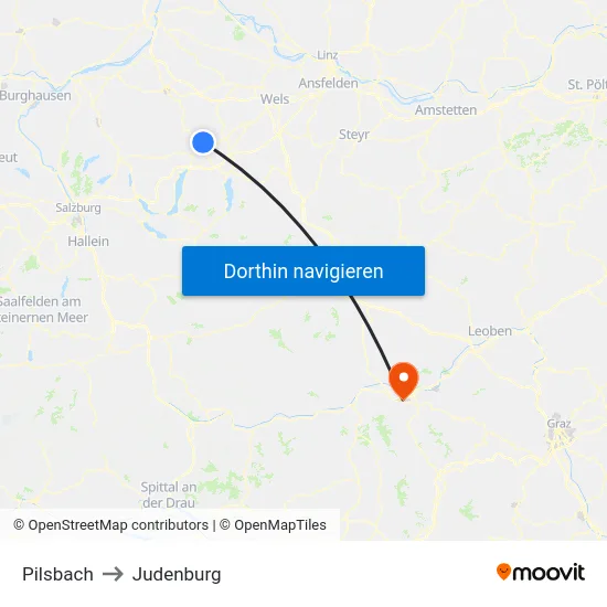 Pilsbach to Judenburg map