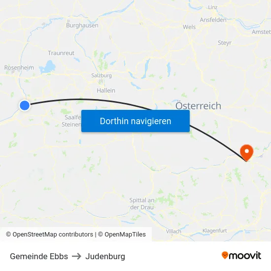 Gemeinde Ebbs to Judenburg map