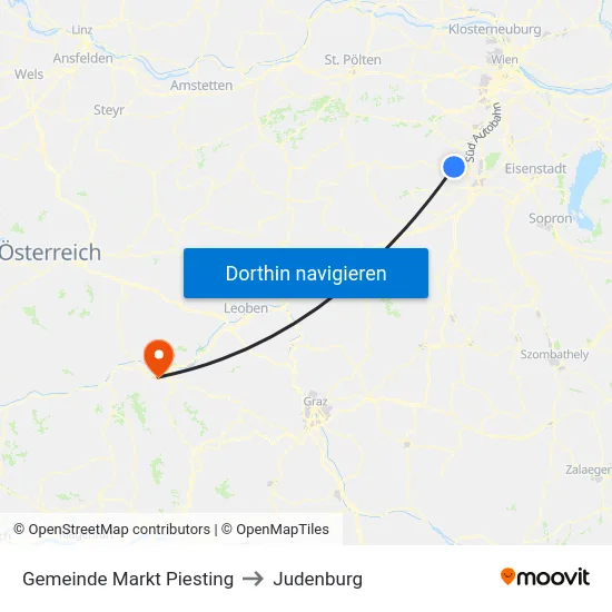 Gemeinde Markt Piesting to Judenburg map