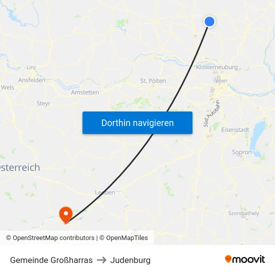 Gemeinde Großharras to Judenburg map