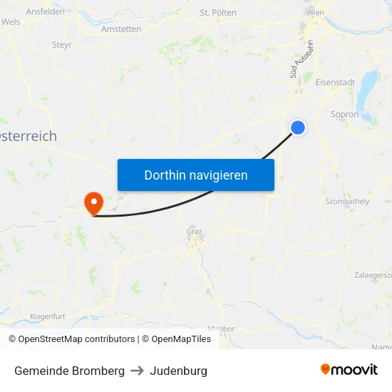 Gemeinde Bromberg to Judenburg map