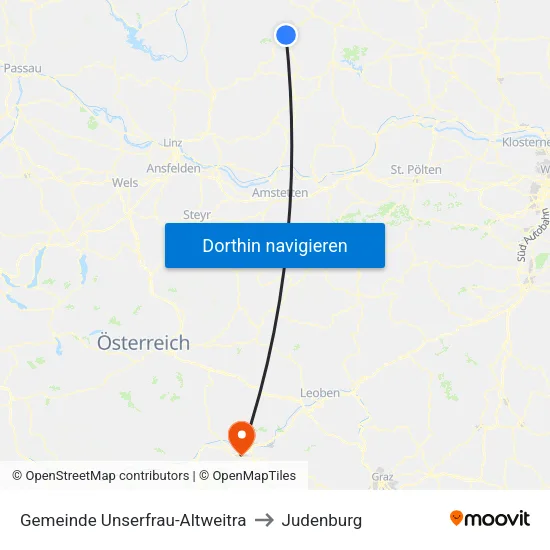 Gemeinde Unserfrau-Altweitra to Judenburg map